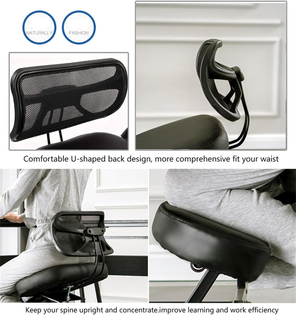 Black Ergonomic Kneeling Chair with Backrest M42756