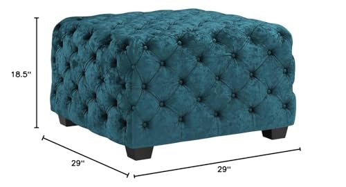 Dark Teal Velvet Ottoman N373330