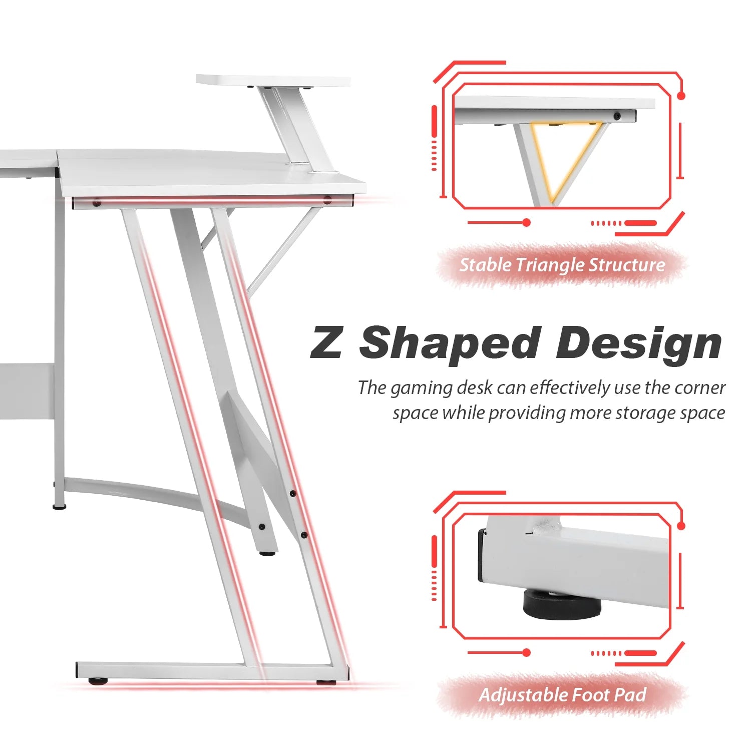 White L Shaped Corner Desk X6689
