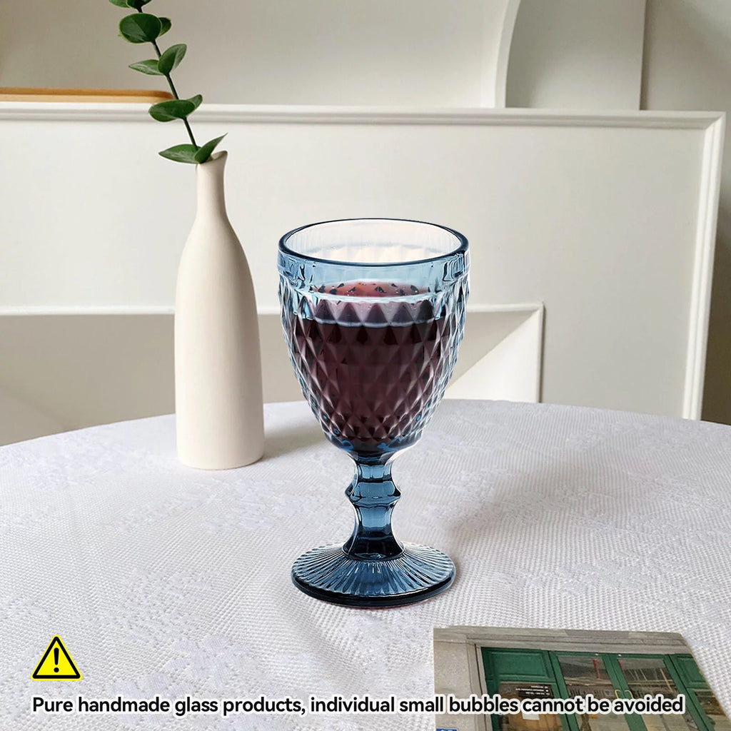 6pcs Blue Glass Goblet Wine Goblet 8 oz B790