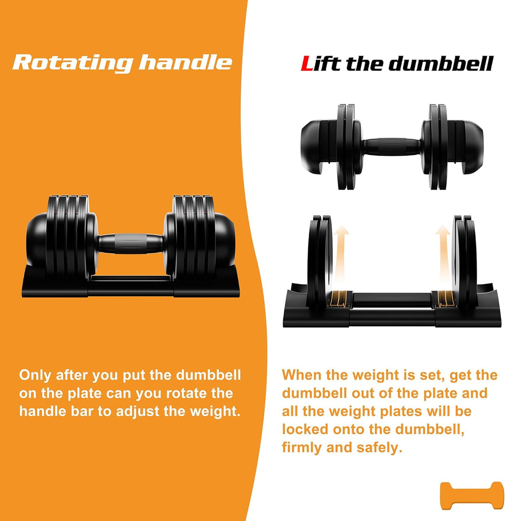 2PCS 52lb Adjustable Dumbbell Set S24594