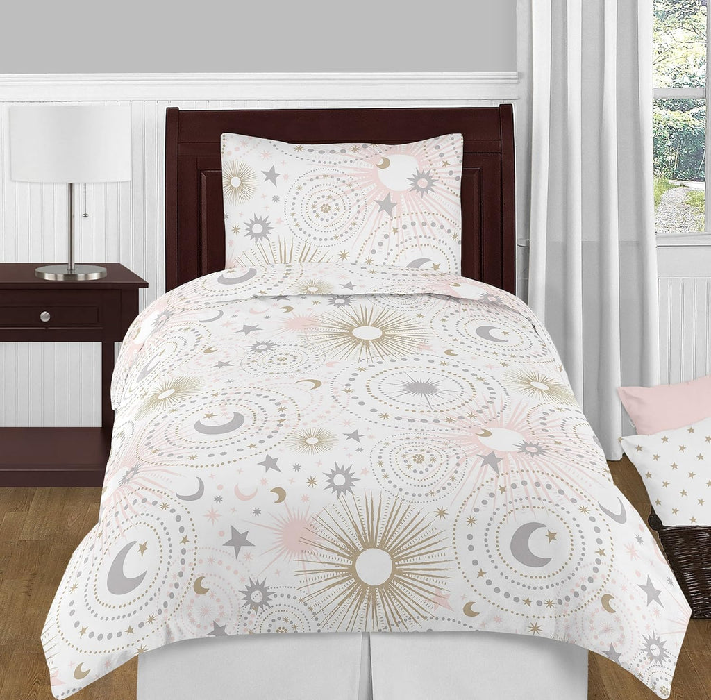 Blush Pink Gold Grey and White Star and Moon Baby Kid Clothes Laundry Hamper Q635593