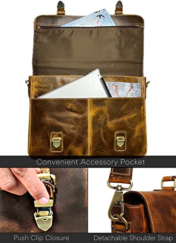 Full Grain Leather Laptop Messenger Bag R9066
