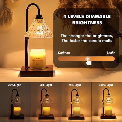 Gold Dimmable Height Adjustable Candle Warmer Lamp with 2 Bulbs and Timer W201
