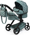 Stars Green & White Doll Pram with Handbag X606202