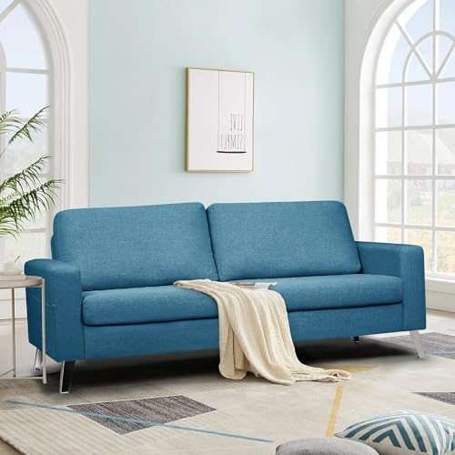 Navy Blue Faux Leather 79" Wide Sofa E5576