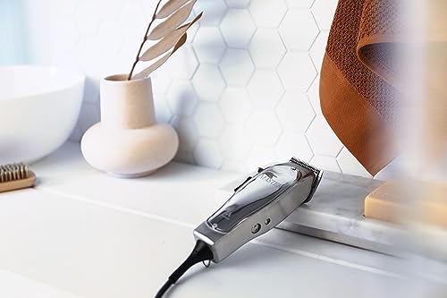 Professional Fade Master Hair Clipper, Adjustable Carbon Steel Fade Blade Clipper, Chrome, Silver O83536