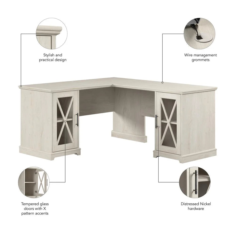 Linen White Oak L-Shaped Desk Q328
