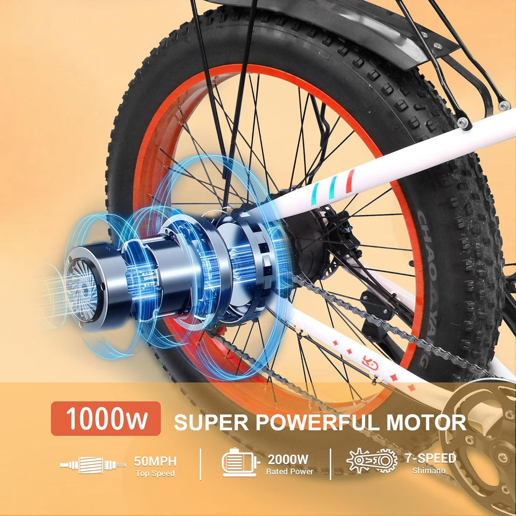 1000W Brushless Motor 7-Speed 48V 15AH Battery 26" x 4.0 Fat Tire Electric Bike P768