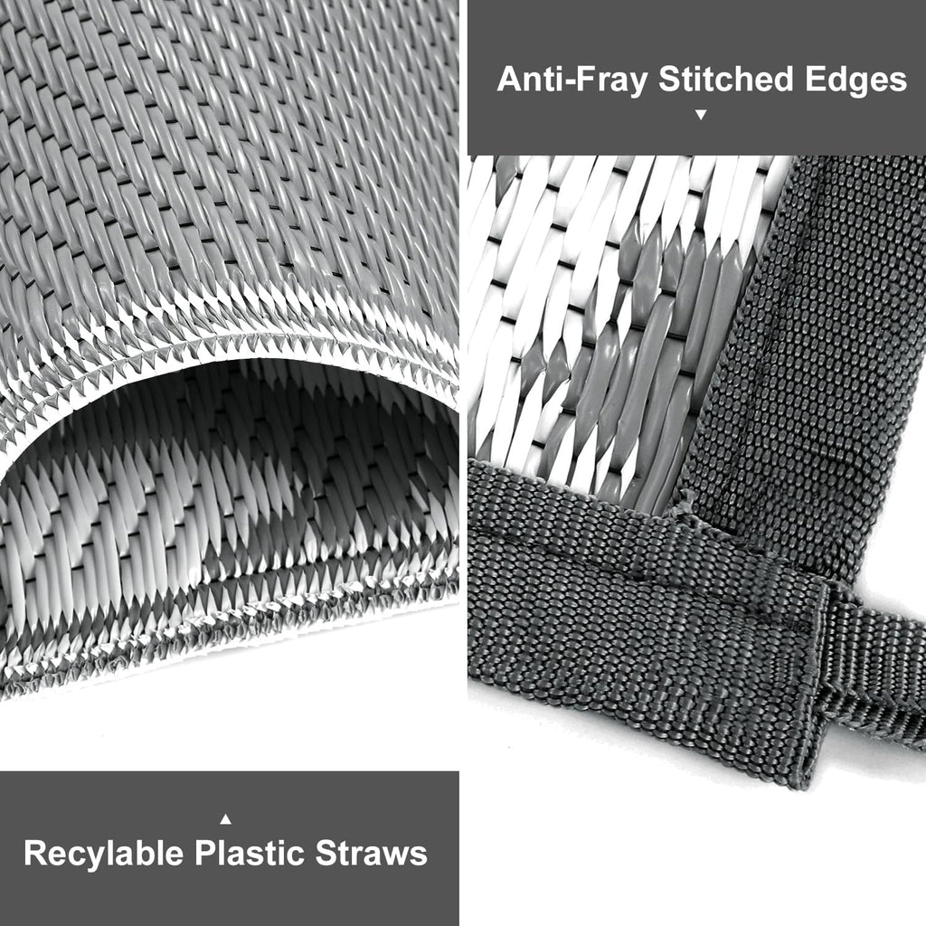 Waterproof Outdoor Rug 5x8 ft, Reversible Plastic Straw Rug (Grey) Z104