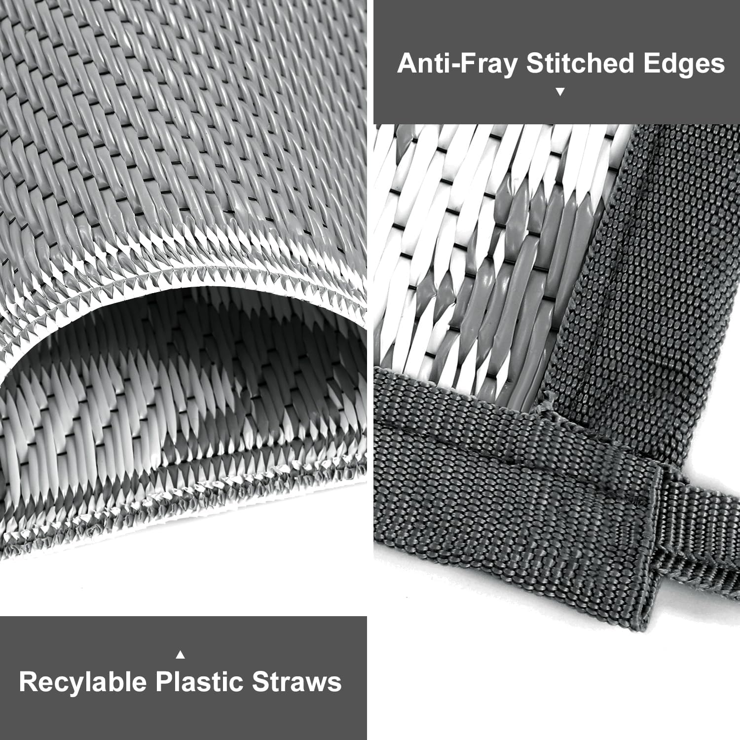 Waterproof Outdoor Rug 5x8 ft, Reversible Plastic Straw Rug (Grey) Z104