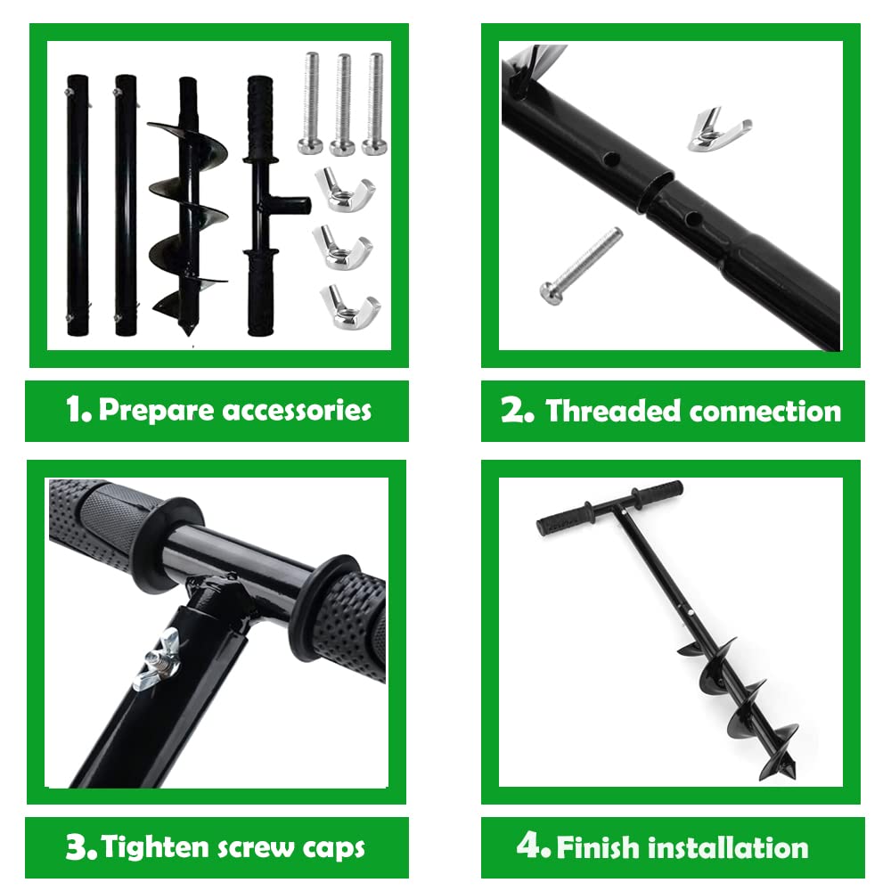 32''x 4" Manual Earth Garden Auger Drill with Non-Slip Handle J5263