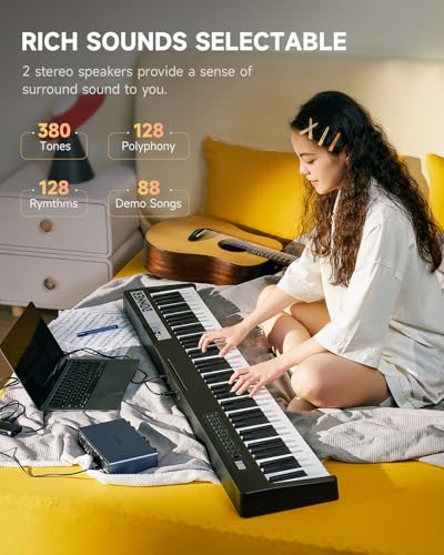 88 Keys Velocity-Sensitive Digital Piano with Removable Stand and Triple Pedal N7147