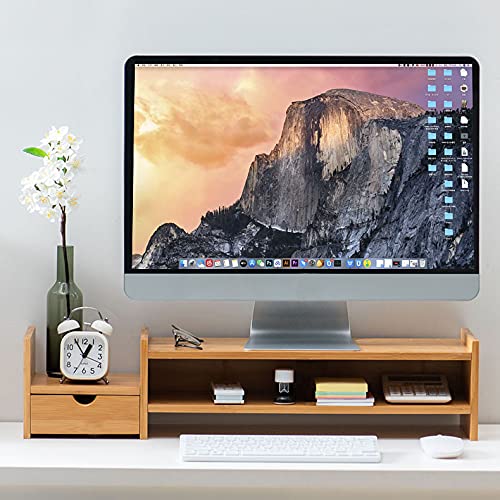 Bamboo 2 Tier Laptop Stand With Drawers P8316