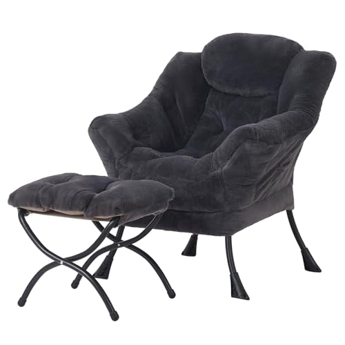 Beige Lazy Chair with Ottoman Q93730
