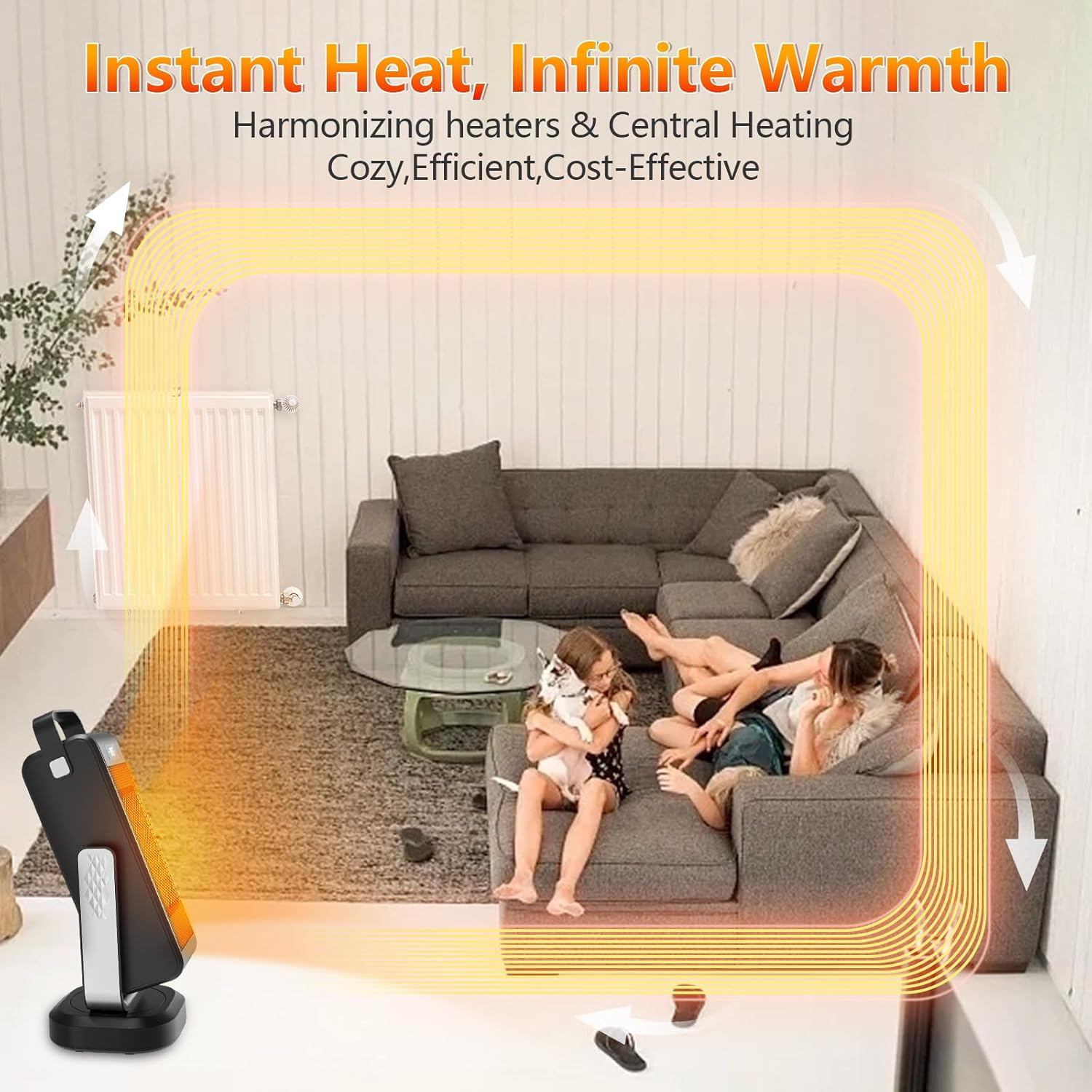 3D Oscillating Portable Electric Heater with Thermostat J881238