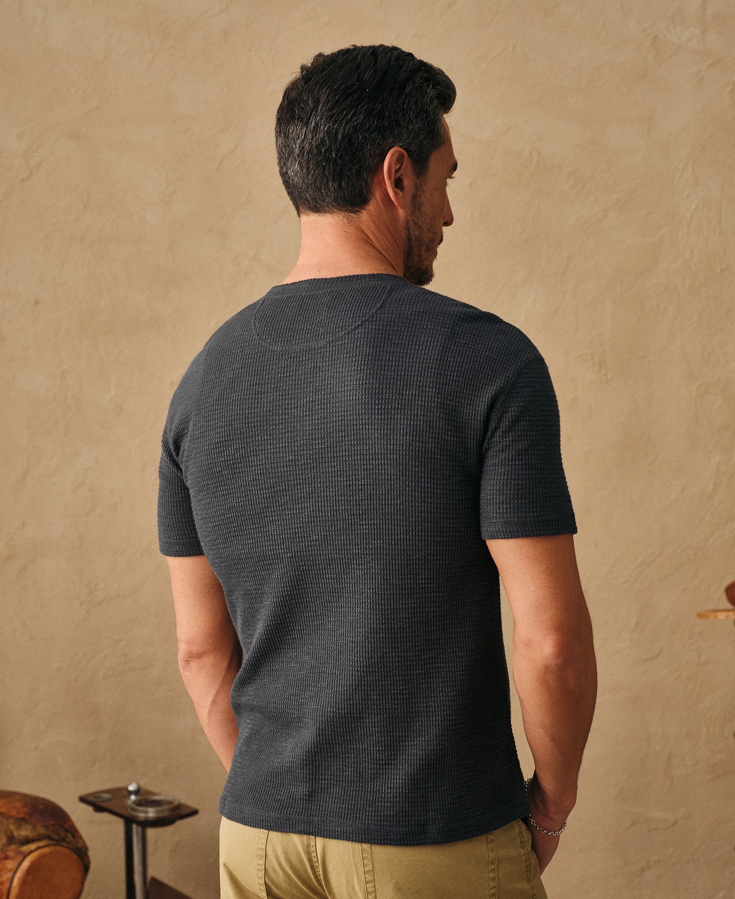 Honeycomb Waffle Knit Henley T-shirt