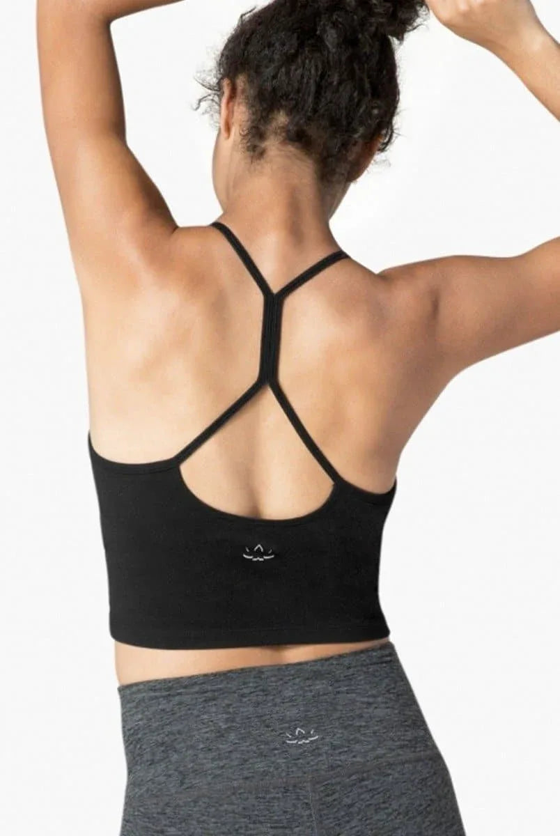 Slim Cropped Racerback Tank Top - Darkest Night