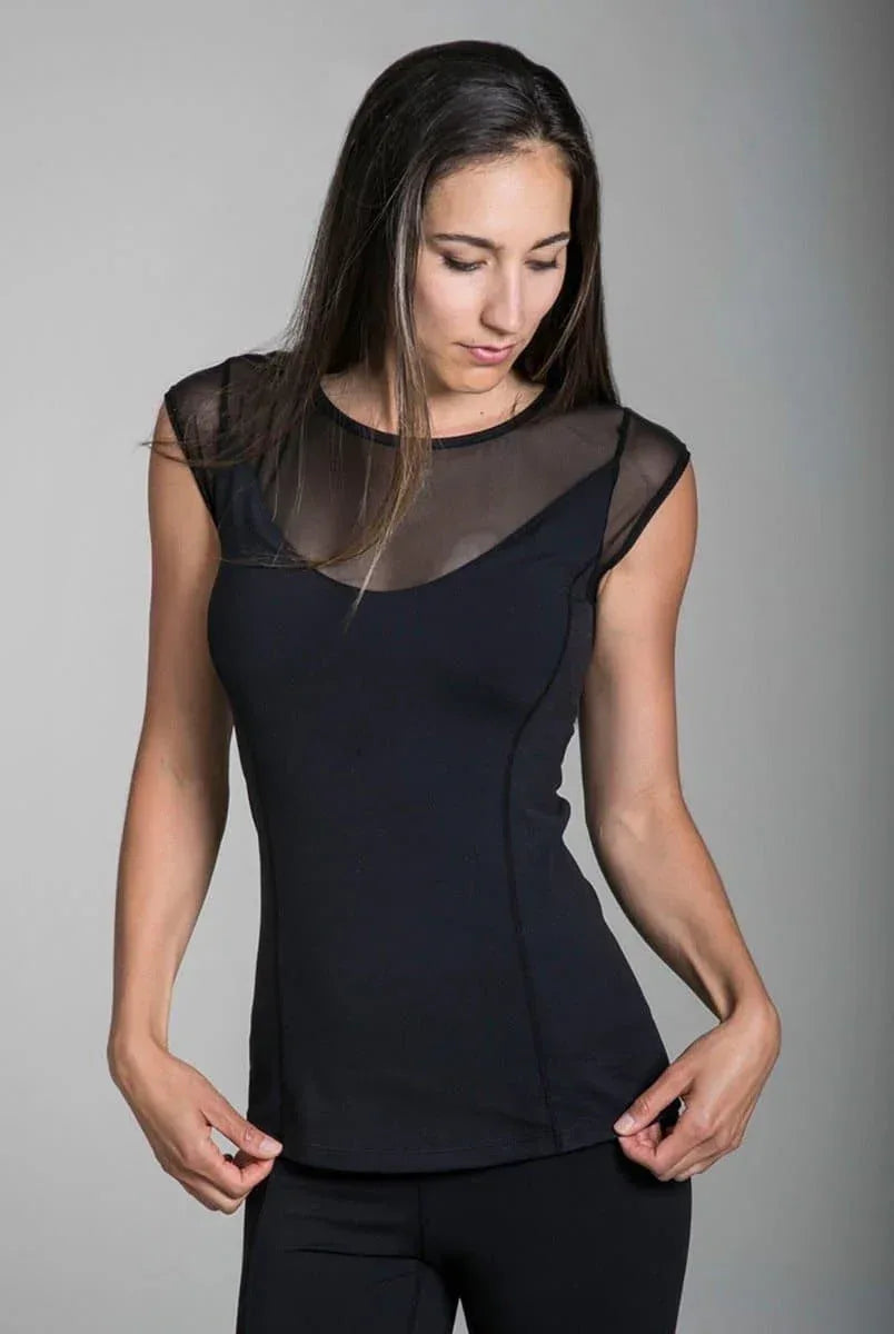Crescent Mesh Yoga Cap Sleeve