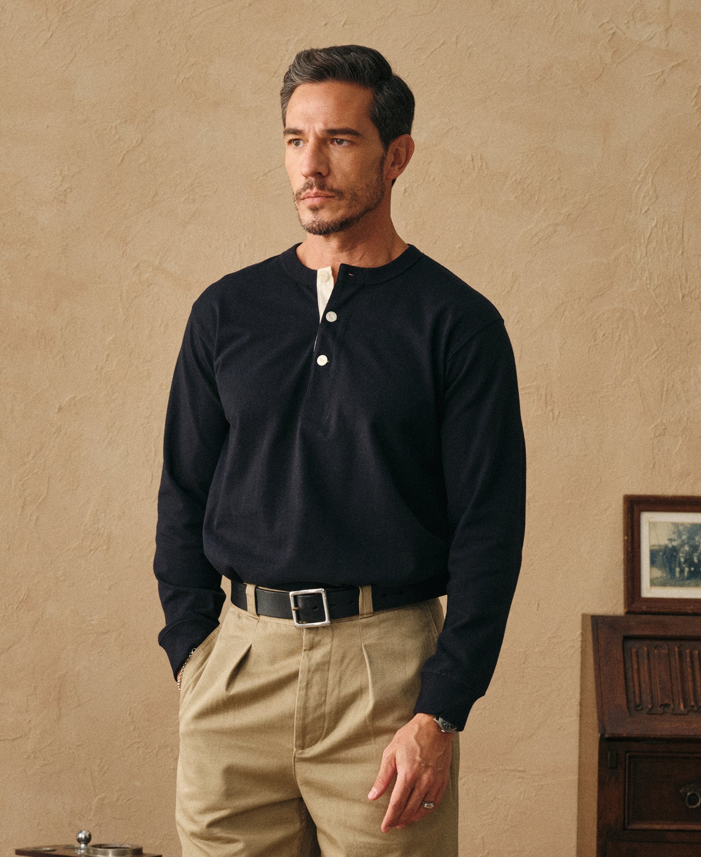 1930s Loopwheel Cotton Henley Shirt