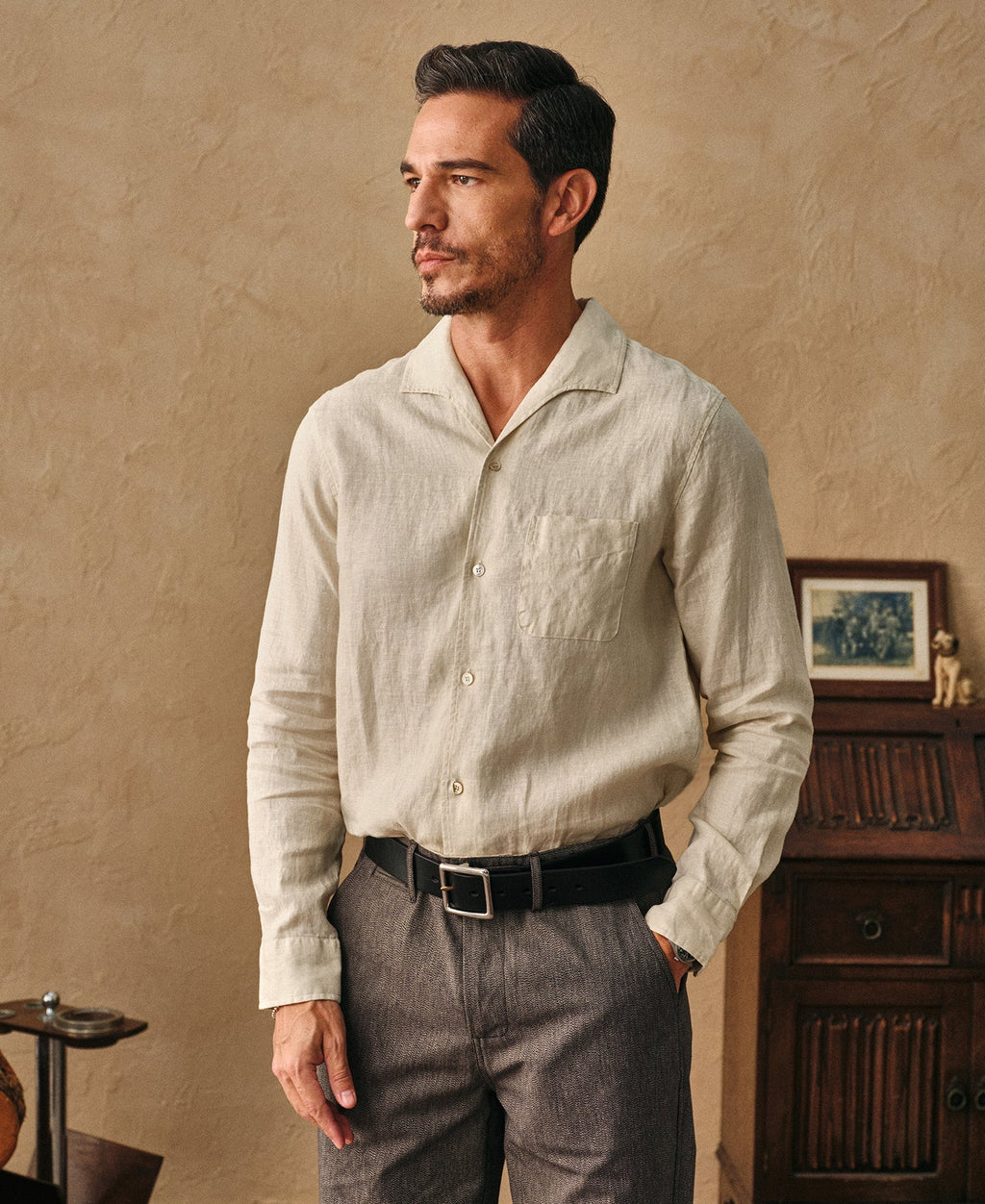 1950s Italian Collar Linen Shirt