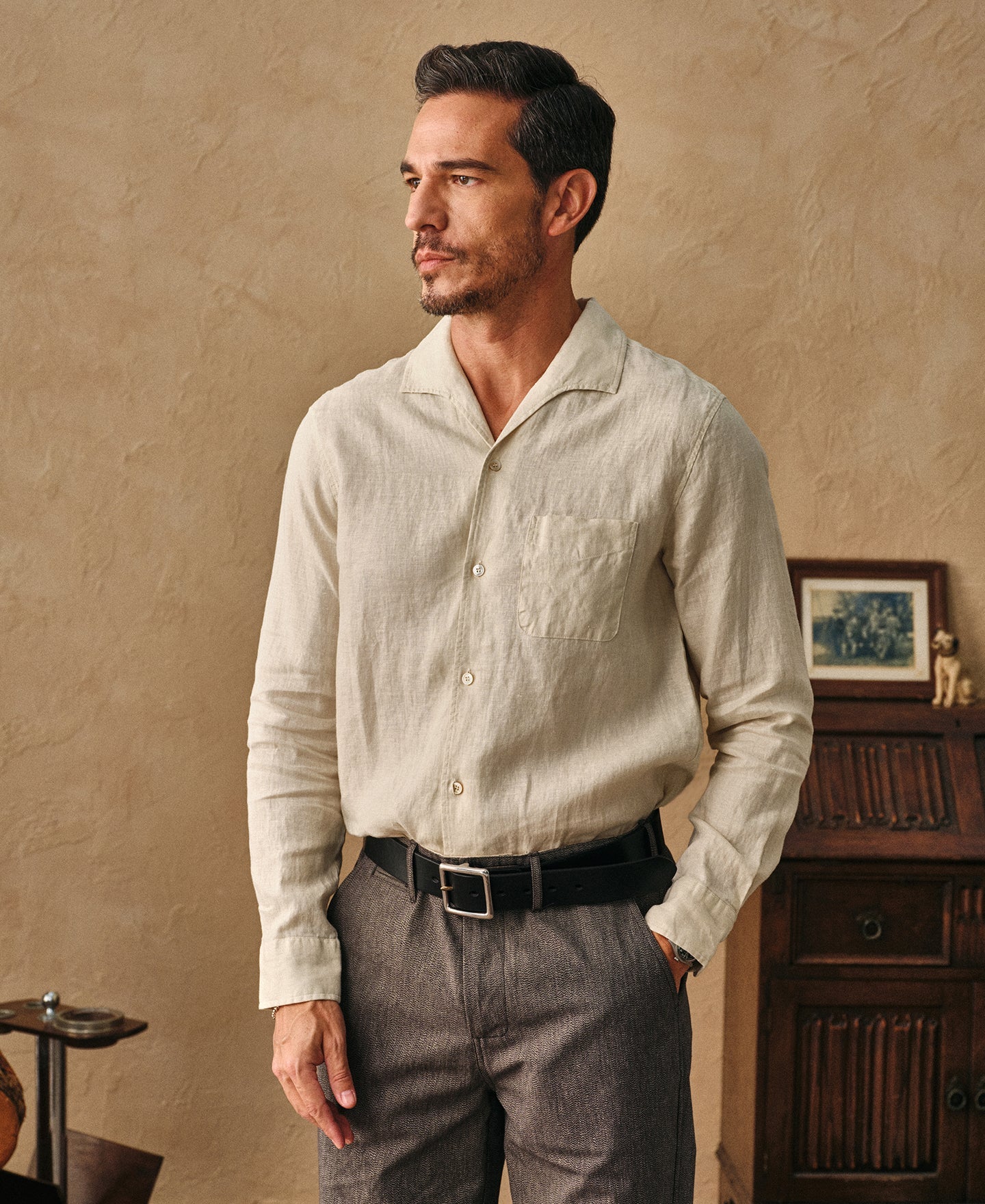 1950s Italian Collar Linen Shirt