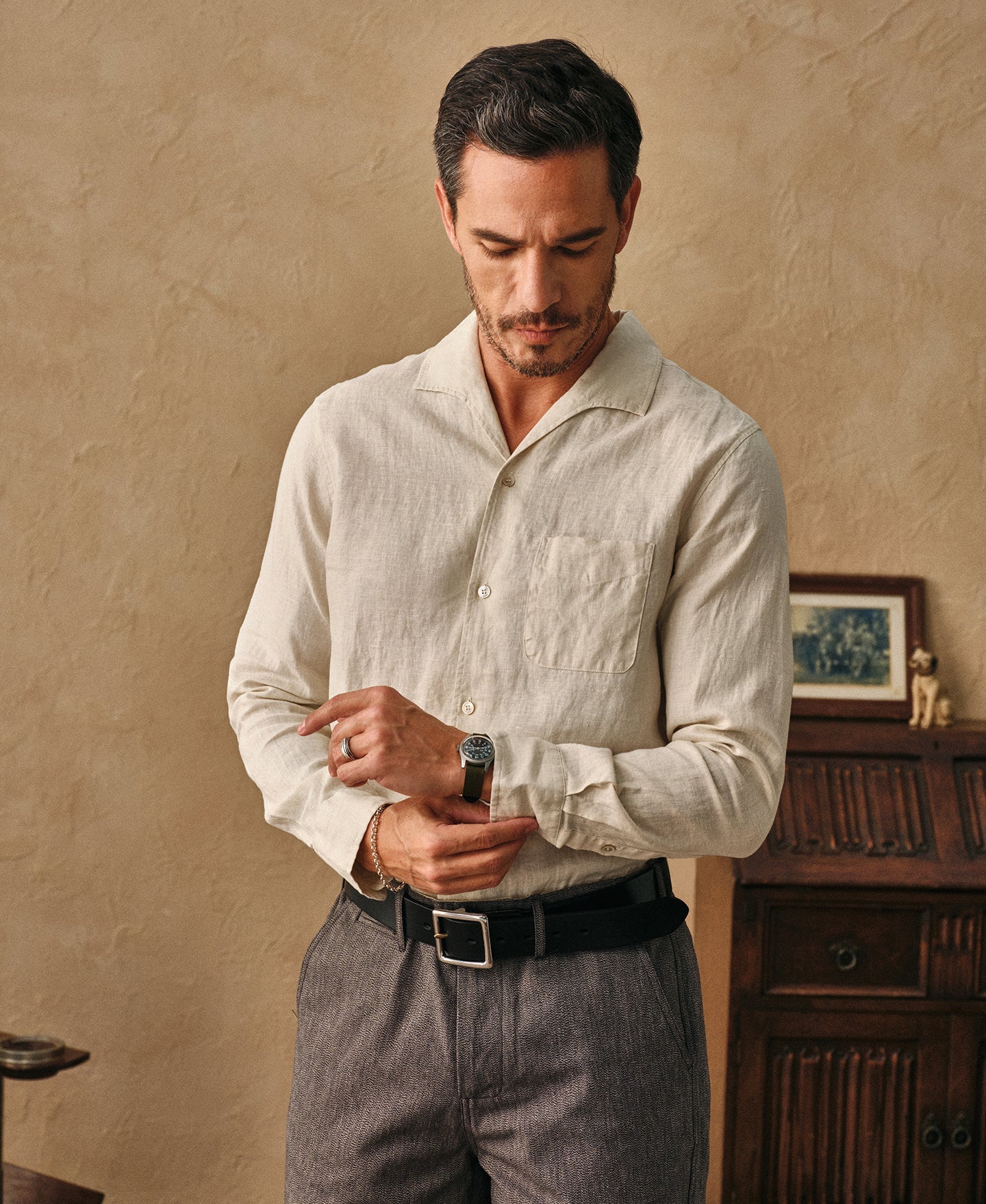 1950s Italian Collar Linen Shirt