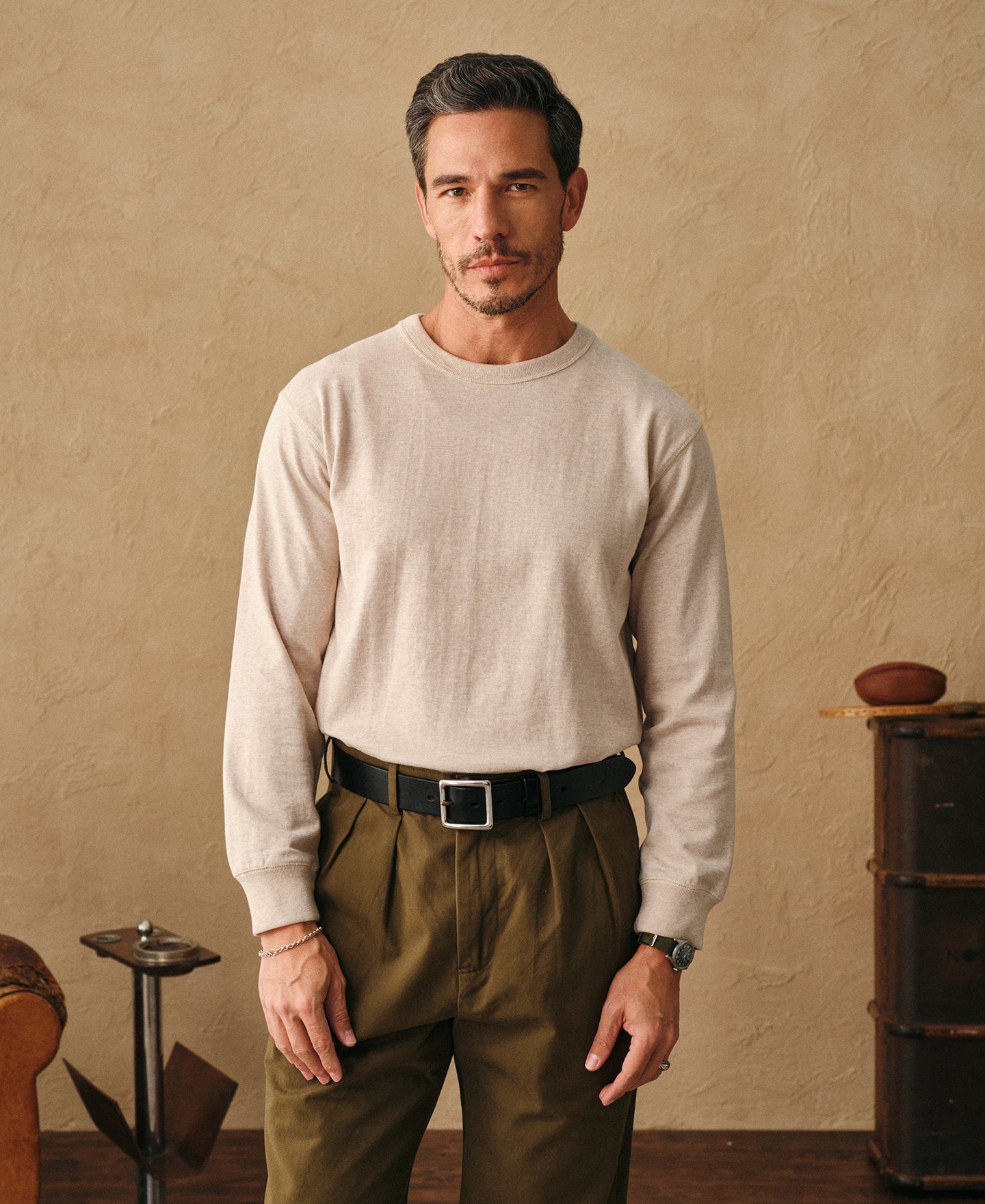 Loopwheel Long Sleeve Cotton T-Shirt