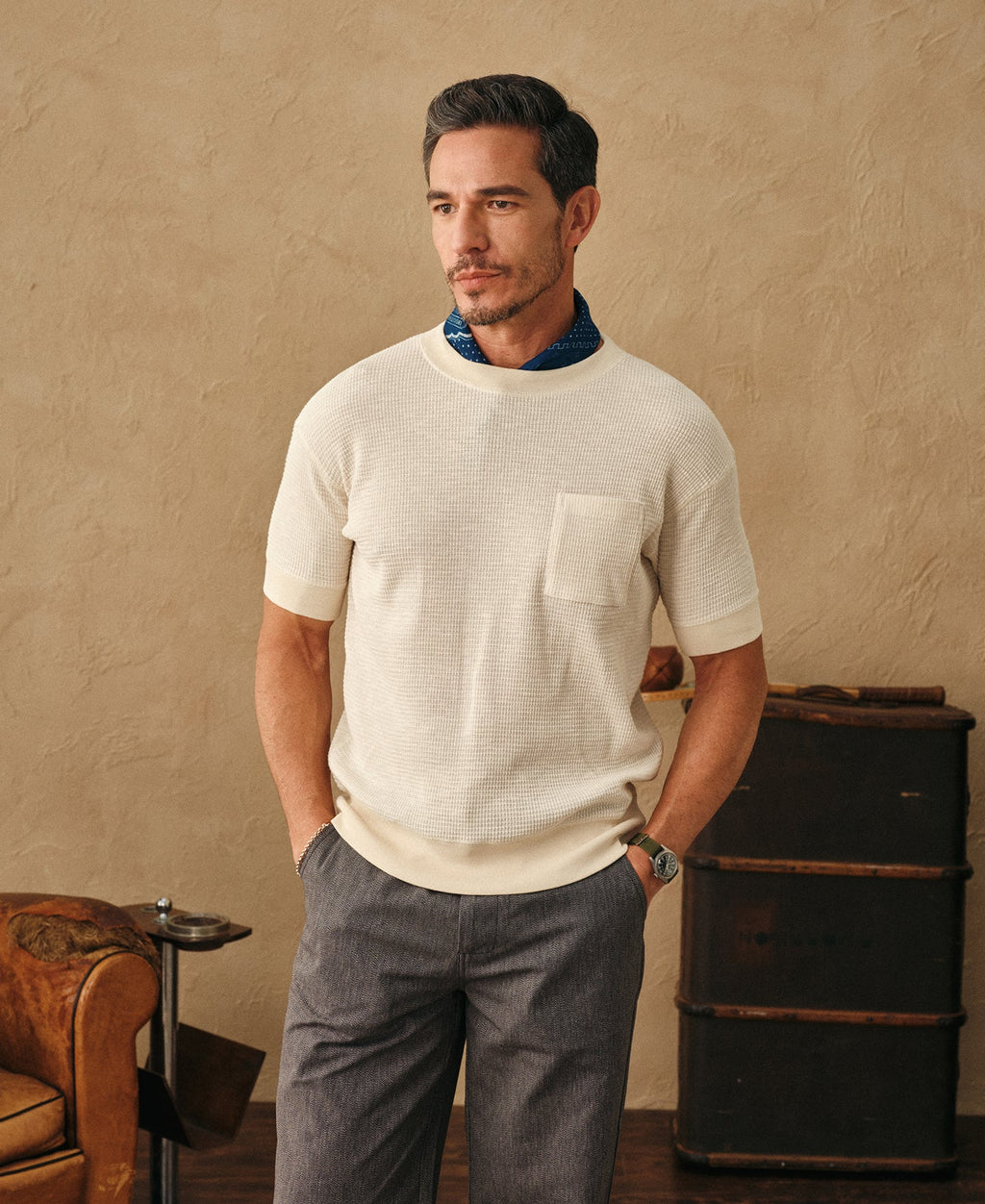 Honeycomb Waffle Knit T-Shirt