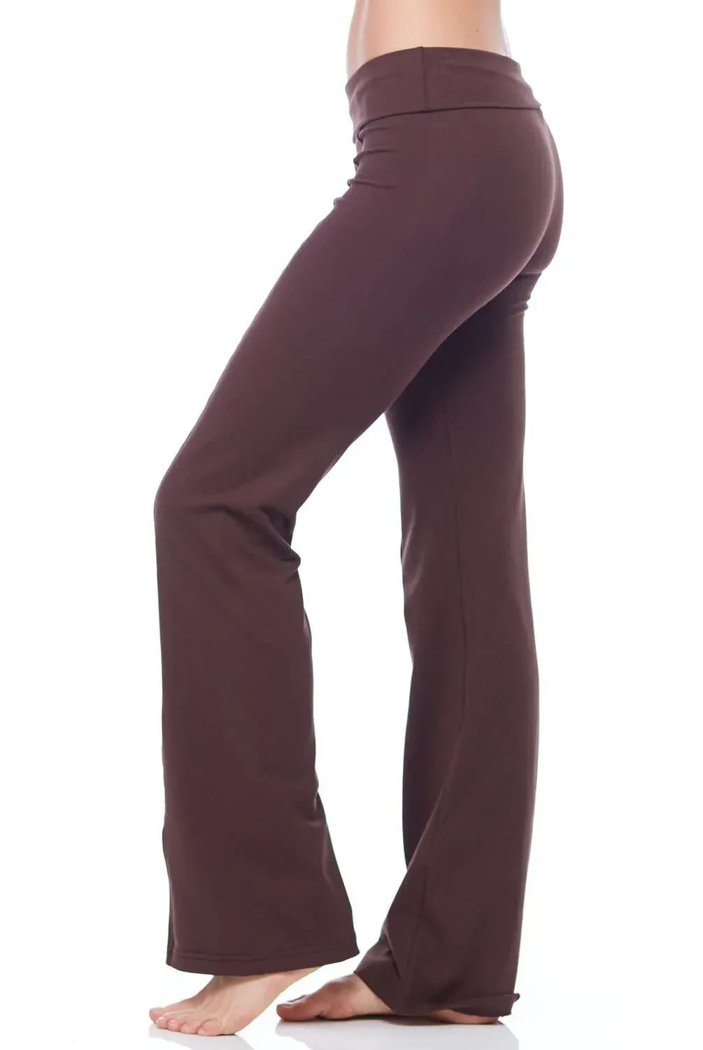 Flare Leggings with Flat Foldover Waistband and Seam Detail