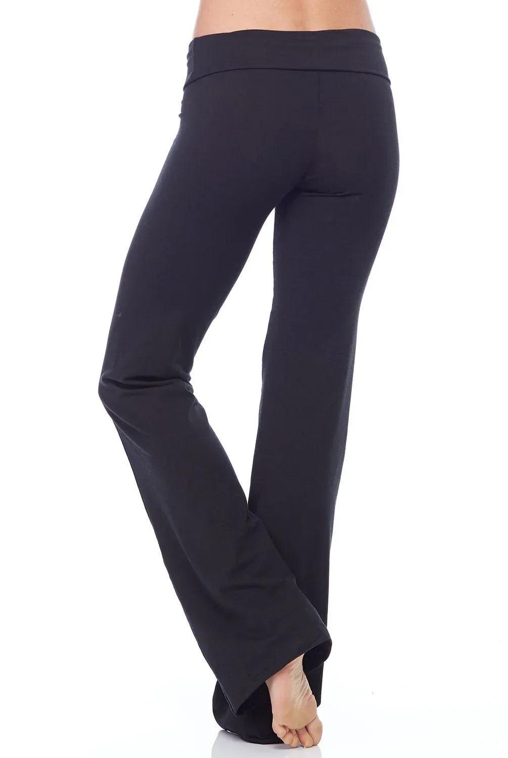 Flare Leggings with Flat Foldover Waistband and Seam Detail